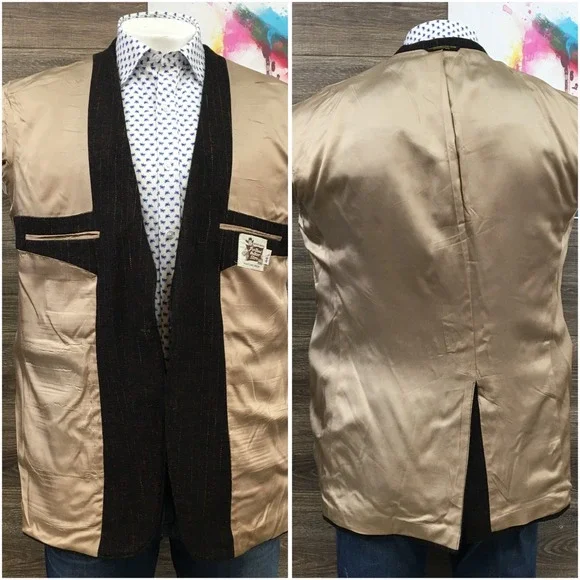VINTAGE Mens Western Blazer Sport Coat Casual Jacket Size 44L Two Button Suit